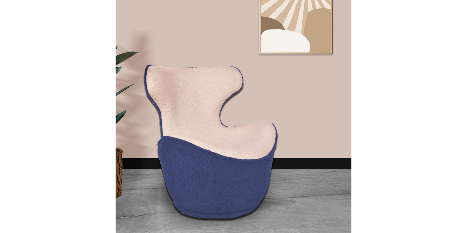 Paolo Revolving Chair Blue & White Colour