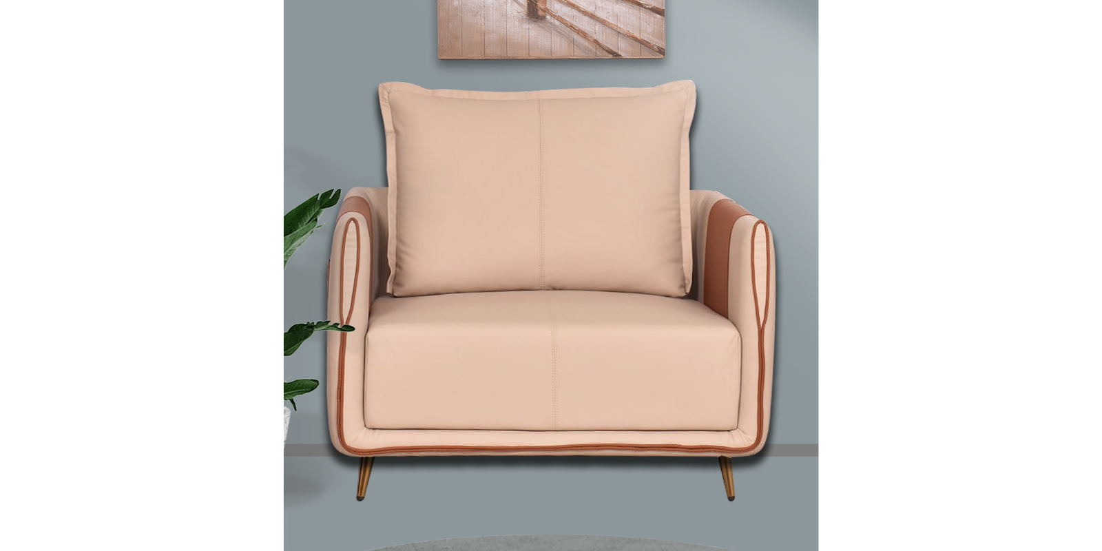 Carnival 1 Seater Sofa Cream & Tan Colour