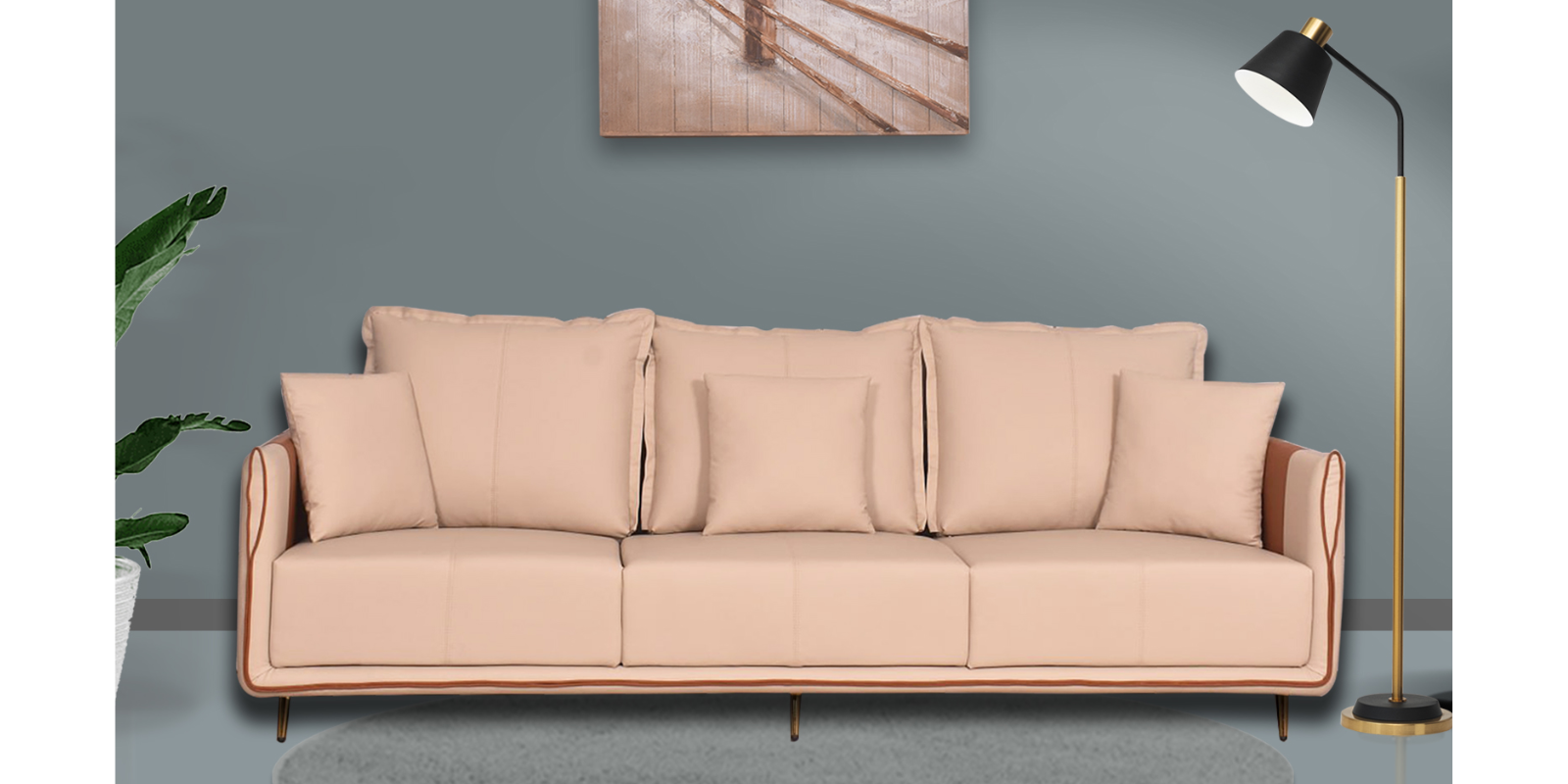 Carnival 3  Seater Sofa Cream & Tan Colour