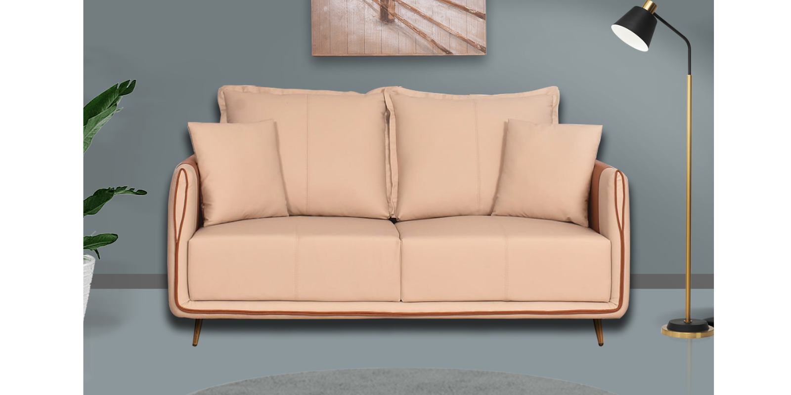 Carnival 2  Seater Sofa Cream & Tan Colour